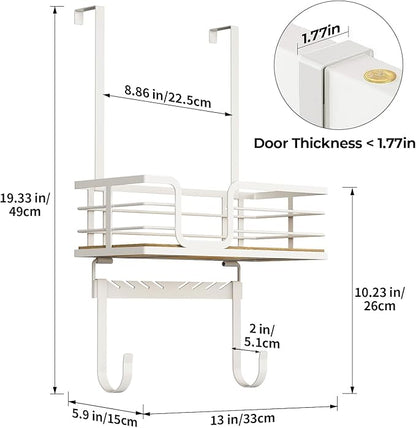 TJ.MOREE Over The Door/Wall Mount Ironing Board Hanger, Laundry Room Iron and Ironing Board Caddy Storage for Water Mister, Fabric Sprays, Laundry Detergent, White