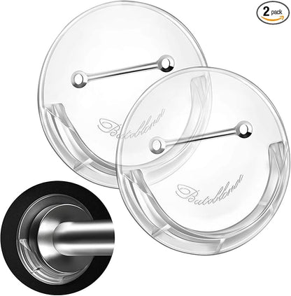 Shower Curtain Rod Holder for Wall,No-Drill Self-Adhesive Tension Rod Holder,Fits Shower Rod Under 1.97 Inches In Diameter,Holds up to 80 Pounds,Clear-ABS,2 Pack