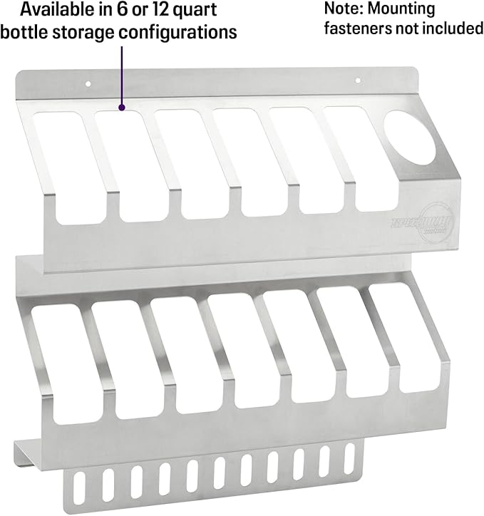 Speedway Motors 12 Quart Oil Storage Shelf Aluminum Rack for Garage or Trailer Holds Quart Bottles and Funnel Lightweight Mount Anywhere Shop Organization