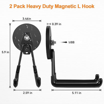 ENUODA Strong Magnetic Hooks Heavy Duty Large Magnet Garage Hooks Storage Hook Utility Magnet Tool Holder for Metal Cabinet, Pegboard, Shelve, Tool Chest,Shovel, Broom, Garden Tools, 2PCS