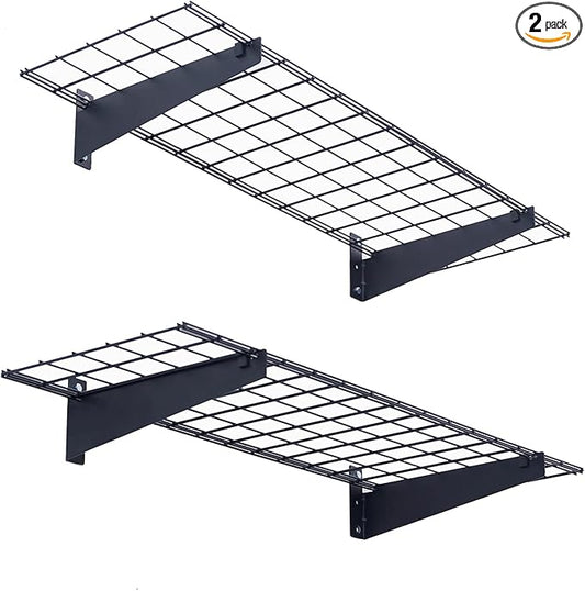 Wallmaster 2-Pack 15x45 Heavy Duty Garage Wall Shelving 45-inch-by-15-inch Wall Mount Garage Storage Rack Floating Shelves Max Load 400lb Black
