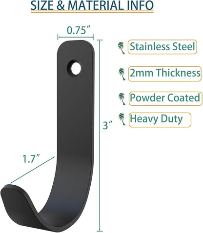 Hooks for Hanging Stainless Steel Heavy Duty Coat Hook Wall Hooks Robe Hanger Hooks Hanging Hat Key Holder for Towel and Bags Indoor Outdoor (U-Type, Large)