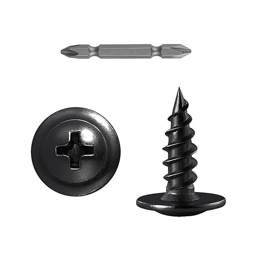 Wensilon（600 pcs）#6×1/2" Phillips Truss Head Wood Screws Black Galvanizing Quick Metal Self Tapping.