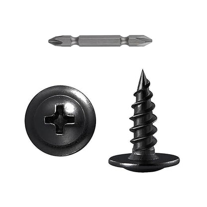 Wensilon（800 pcs）#4×3/8" Phillips Truss Head Wood Screws Black Galvanizing Quick Metal Self Tapping.