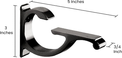 Dulles Glass Floating Shelf Brackets, Designer Heavy Duty, Black, for Glass, Wood, Acrylic Wall Mounted Shelf Support. 2 Pack.