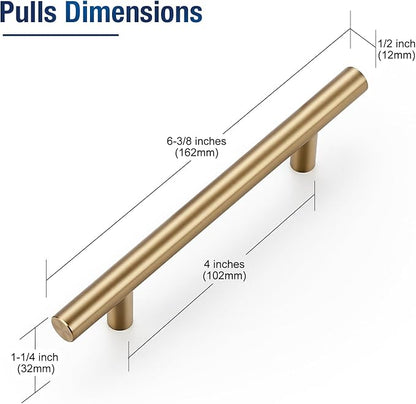 JOY DECOR 25 Pack Champagne Bronze Cabinet Pulls – 6-3/8 Inch Length, 4 Inch (102mm) Hole Center – Stainless Steel Kitchen Cabinet Handles for Drawer and Cupboard