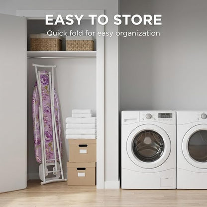 Foldable Ironing Board 36" x 12", Height Adjustable Iron Board with Heat Resistant Cover & Iron Rest, 36" Long Ironing Board with Sleeve Board, for Laundry Room