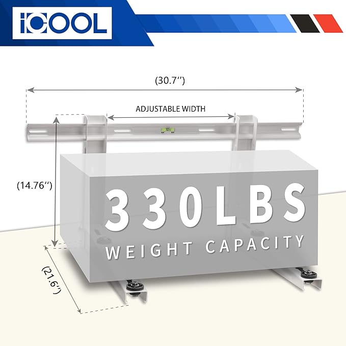 ICOOL Mini Split Wall Mounting Bracket for 9000-36000 BTU Universal Ductless Air Conditioners, Heat Pumps, Compressors & HVAC Systems, Outdoor Heavy Duty Foldable Wall Mount Condenser Bracket
