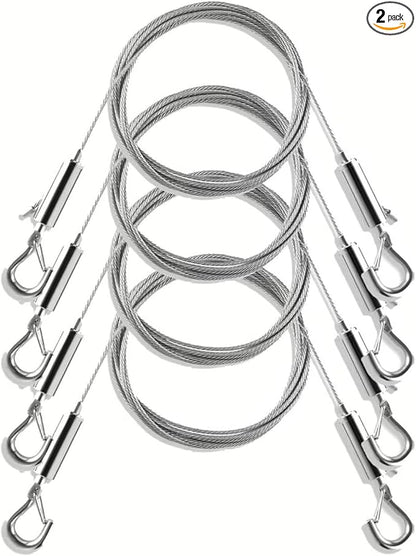 Adjustable Picture Hanging Wire, Upgrade Mirror Frame Hanging Kit, 6.6FT Heavy Duty Stainless Steel Wire Rope, Supports Up to 100lbs (Silver, 4PC-6.6FT)