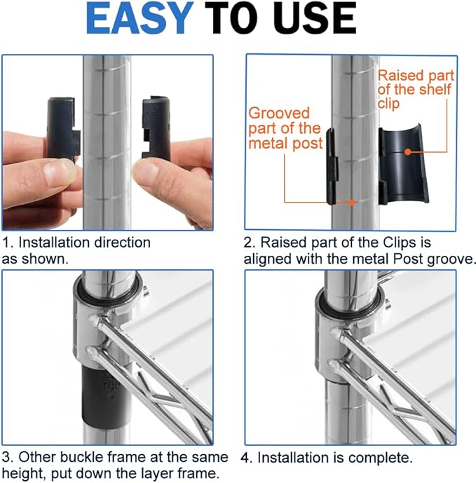 Wire Shelf Clips - 28 Pack Wire Shelf Clips Shelving Sleeves, Wire Shelving Shelf Lock Clips for 3/4" Post Shelvings Sleeves Replacements for Wire Shelving System