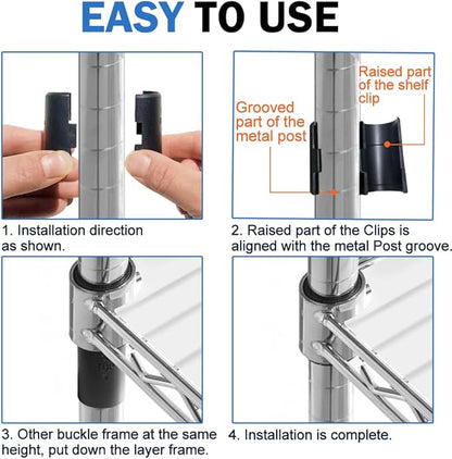 Wire Shelf Clips - 28 Pack Wire Shelf Clips Shelving Sleeves, Wire Shelving Shelf Lock Clips for 3/4" Post Shelvings Sleeves Replacements for Wire Shelving System