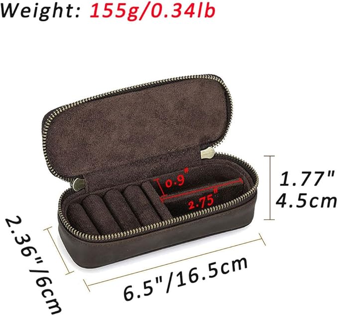 CONTACTS Crazy Horse Leather Cufflink Box for Men Travel Jewelry Storage Case Small Jewelry Organizer Padded Tray for Cufflinks Rings Earrings Studs