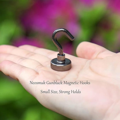Neosmuk Magnetic Hooks, Heavy Duty 30lb+ Strong Magnet Hook for Cruise Cabins, Cruise Ship Essentials for Hanging, Metal Wall Refrigerator Hangers (Gunmetal, 10 Pack)