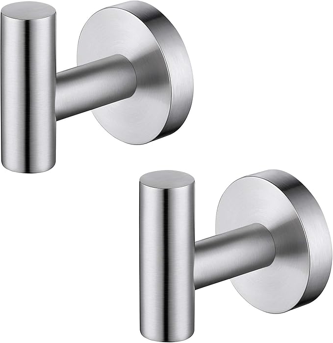 KES Towel Hook Bathroom Wall Heavy Duty Robe Hook Holder SUS304 Stainless Steel Brushed 2 Pack, A2164-2-P2
