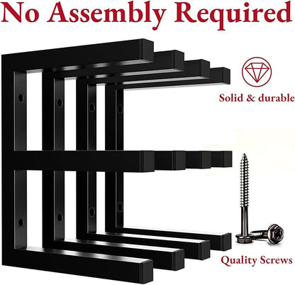 Lumber Storage Rack Wall Mount, Heavy Duty Metal Wood Organizer with 6-Level Holds Up 1200 Lbs, Indoor & Outdoor Use - Black