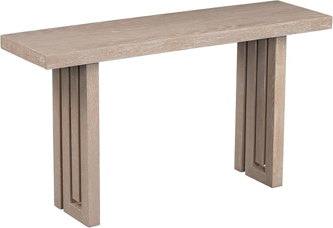Uniquely Designed Oak Veneer Console Table, Modern Long Sofa Side Table with Distinctive Side Shapes, Suitable for Entryway, Hallway, Living Room, Foyer, Corridor,Easy Assembly (Natural-41RT)