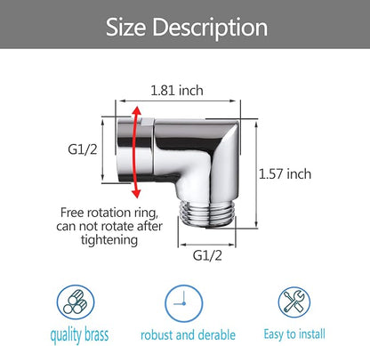 Shower Head Elbow Adapter, Shower Arm Elbow Adapter for Hand Showers and Wall-mounted Showers，Shower Arm Extension (90degree）