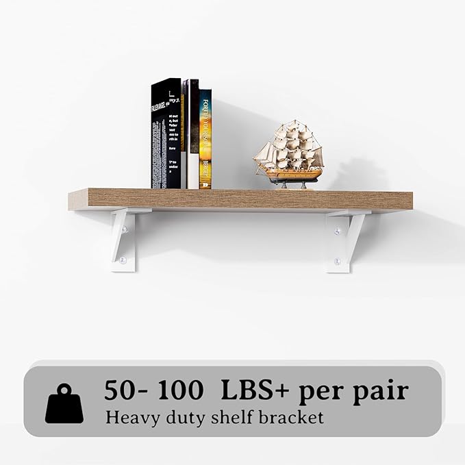 SOGAL Small Shelf Bracket, with 4 Mounting Ways Wall Mounted Shelf Bracket,White Shelf Brackets 3 inch x 4 inch 4Pack