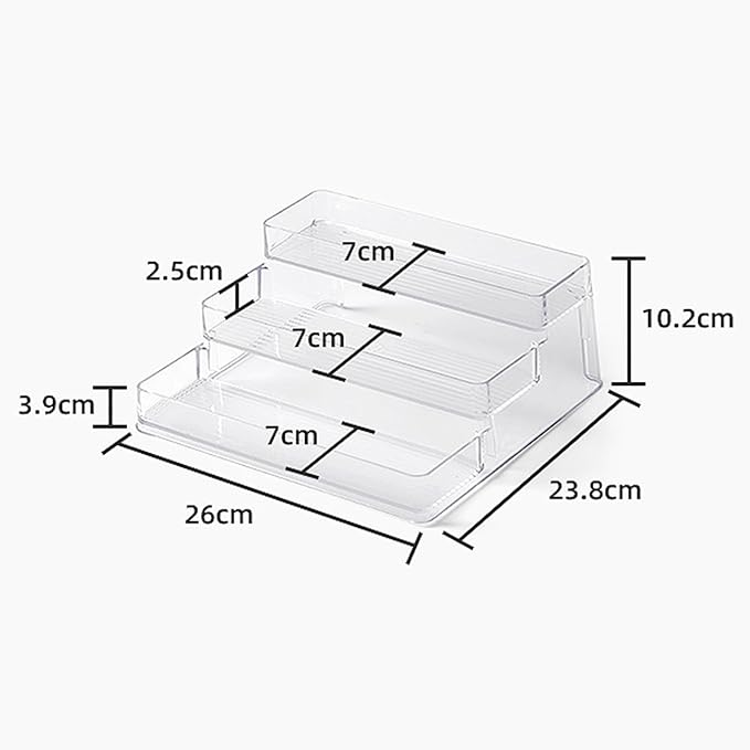 Nail Polish Organizer Holder Rack Shelf Multifunctional Transparent 3 Tier Display Stand for Desk Beauty Storage PET Material 26x23.8x10.2cm