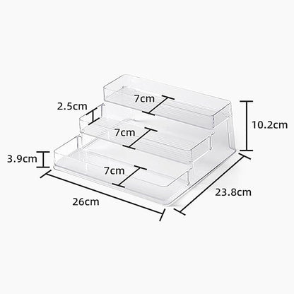 Nail Polish Organizer Holder Rack Shelf Multifunctional Transparent 3 Tier Display Stand for Desk Beauty Storage PET Material 26x23.8x10.2cm
