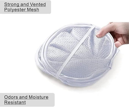 BATTOO Deluxe Strong Mesh Pop up Laundry Hamper Basket with Side Pocket Foldable Hamper for Laundry Room, Bathroom, Kids Room, College Dorm or Travel White + White