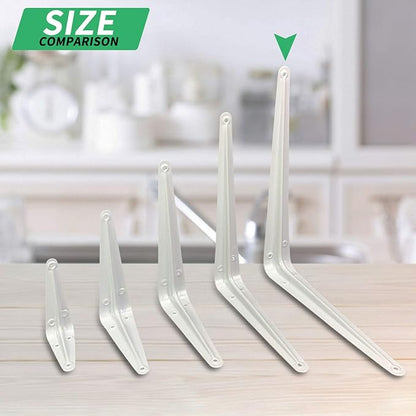 Shelf Brackets 12 Inch, 20 Pack White Metal Heavy Duty L Adjustable Floating Shelves Bracket, 12 x 10 Inch Closet Pipe Decorative Shelf Angle Bracket for Wall Wood with Screws