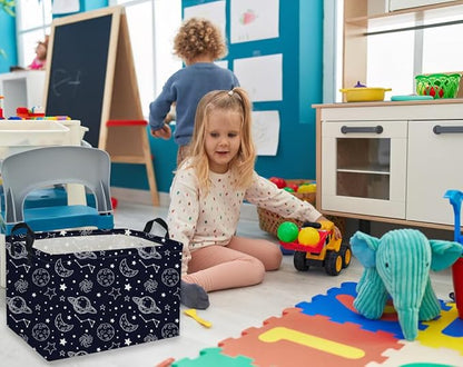 Rectangular Kids Baskets Star Basket Kids Storage Bins Girls Basket Cute Storage Bin Organizer Box Room Decor for Home(Starlit sky)
