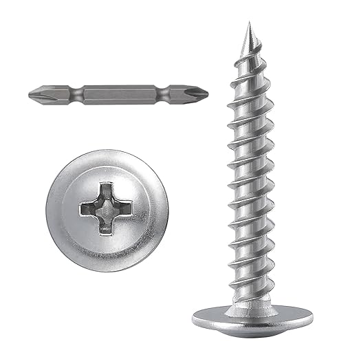 (250 pcs)#8×1" Phillips Truss Head Wood Screws Stainless Steel 410 Quick Metal Self Tapping