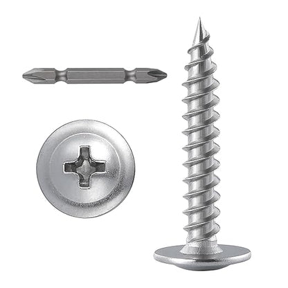 (200 pcs)#8×1-1/4" Phillips Truss Head Wood Screws Stainless Steel 410 Quick Metal Self Tapping