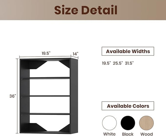 ROOMTEC 19.5" Shelf Short Tower Closet Unit, Modular Closet System with Shelf, Wardrobe Organizer for Bedroom or Walk-in Closet, Wall Mounted, Customizable Clothes Storage Unit, Black