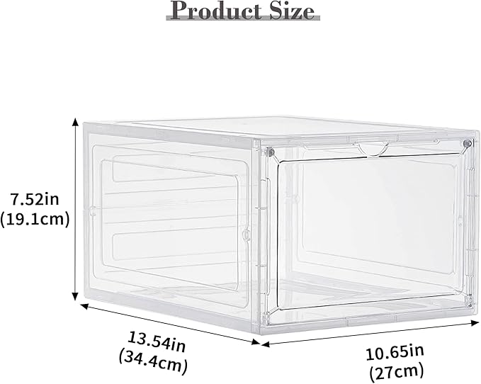 Storage Bins with Lids, 6 Pack Clear Plastic Storage Containers with Magnetic Acrylic Door, 19 Qt Stackable Storage Box for Home,Office Organizing