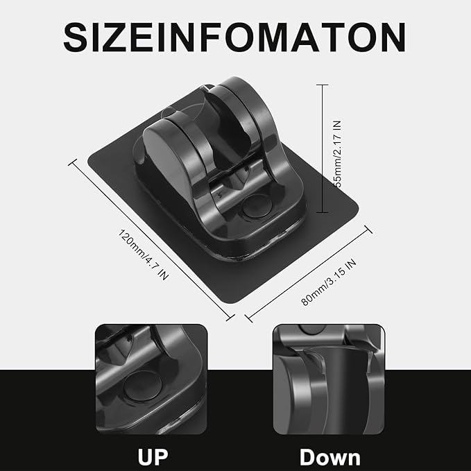 2Pcs Strong Adjustable Shower Head Holder Adhesive- Wall Mounted Heavy Duty Shower Head Shelf Bracket, Plastic Bracket Stick on Wall, ABS- Shower Holder, Convenient for Womon and Child(Matte Black)