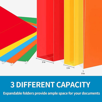 36 Pack Hanging File Folders, Letter Size with 1/5-Cut Adjustable Tabs, 12 Selected Color - File Folder Organizer for Filing Cabinet Office Home, Designed for Bulky Files, Medical Charts