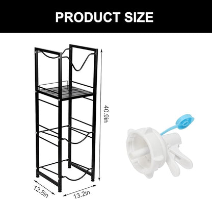 5 Gallon Water Bottle Pour and Store System, 3-Tier Jug Holder With Valve Dispenser, Detachable Bottle Holder With Storage Shelve Rack for Home Office Organization