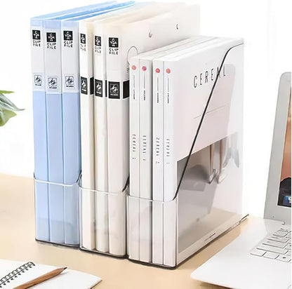 4 Pack Vertical File Holder Clear PET Desk Organizer and Storage Bins Holding for Magazines Binders Notebooks Envelopes File Organizer for Desk Multi-purpose Plastic Document Organizer Work Desktops