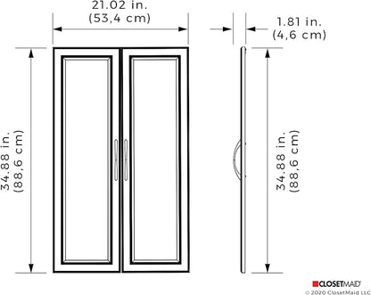 ClosetMaid Modular Storage Pair Set, 2 Glass Pane Doors, Wood Closet Organizer Shaker Style, Add On Accessory for Shelf Units, White, 34.88" H x 21.02" W x 1.81" D