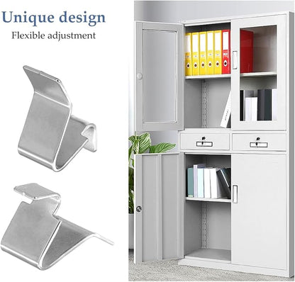 balacoo Heavy Duty Metal Cabinet Shelf Clips 12 Pcs Durable File Cabinet Support Clips for Adjustable Shelving Systems and Wire Shelves 0.98 X 0.62 X 0.35 Inch