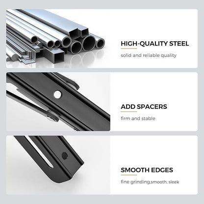 JOY DECOR 6 Inch Heavy Duty Folding Shelf Brackets, 4 Pack (2 Pairs) Collapsible Wall Mounted Brackets for Fold Down Table, Stainless Steel Folding Table Hinge, Matte Black