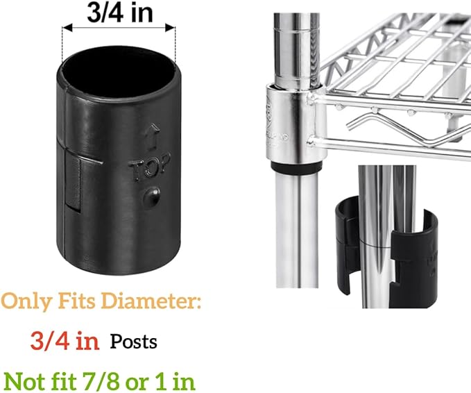 12 Pairs Wire Shelving Shelf Lock Clips for 3/4 Inch Post - Shelving Sleeves Replacements for Wire Shelving System (3/4 Inch Dia)