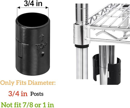 12 Pairs Wire Shelving Shelf Lock Clips for 3/4 Inch Post - Shelving Sleeves Replacements for Wire Shelving System (3/4 Inch Dia)