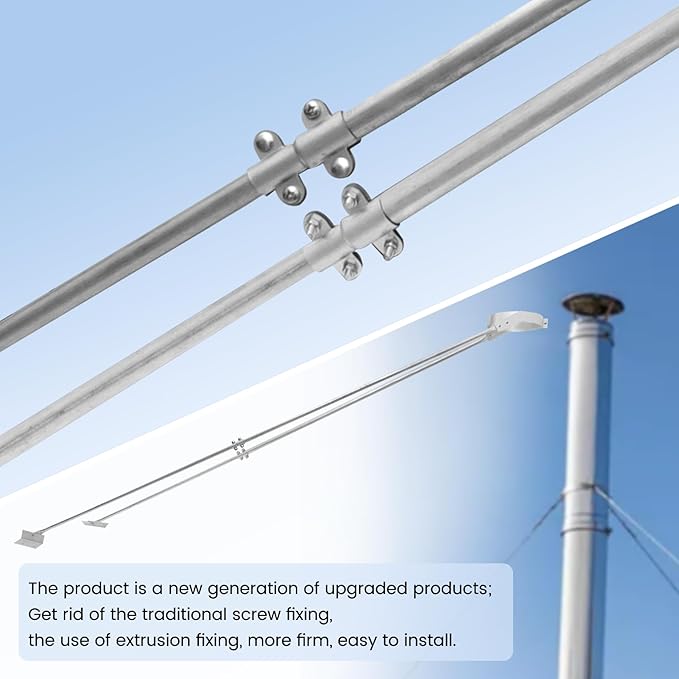 2025 Update Silver Plated High-End Ebusin 6" Extended Roof Bracket Supports Chimney Stove Pipe for DuraVent Triple Wall 2" I.D ,Suitable for All Outer Diameters of 6", Stability Against Wind & Snow