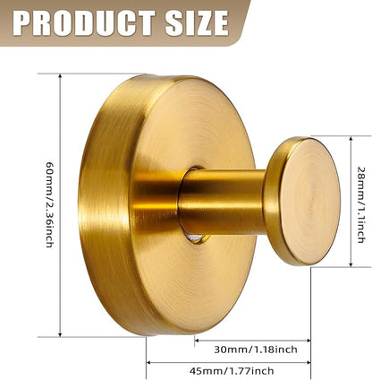 Suction Cup Hooks for Shower No-Drill Bathroom Hooks for Towels, Robes, Loofah Mountable on Bathroom Walls, Kitchen, Glass, Mirrors, Tile and Smooth,Non-Porous Surfaces (2 Pack, Brushed Gold)