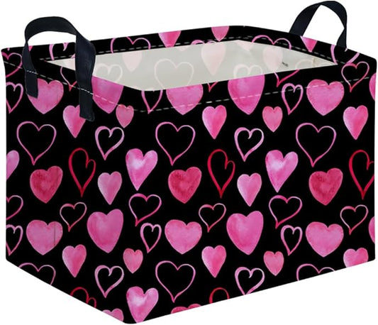Rectangular Valentine's Day Gift Basket,nursery basket,Girls gift baskets,kids toy storage Bin, Love Heart Room Decor for Home,Shelf Baskets(Attract love)