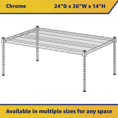 24" x 36" x 14" Chrome Wire Storage Shelf, Dunnage Rack, Commercial 1 Tier Small Shelf