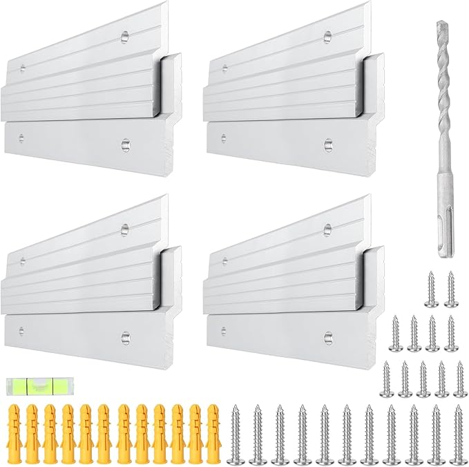 French Cleat Hanger 30 inch - 4 Pairs Heavy Duty Aluminum Alloy Picture Hanging Kit Z Bar Clips Wall Mounting 200 lbs Load Interlocking Brackets Mirror Hanging Hardware Frame Hanger