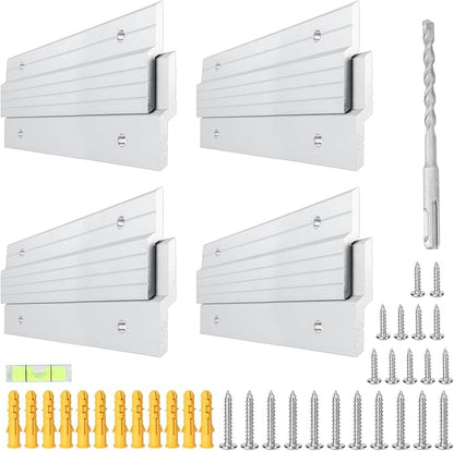 French Cleat Hanger 30 inch - 4 Pairs Heavy Duty Aluminum Alloy Picture Hanging Kit Z Bar Clips Wall Mounting 200 lbs Load Interlocking Brackets Mirror Hanging Hardware Frame Hanger