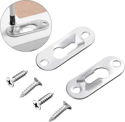 Hotop 40 Pieces Single Keyhole Picture Frame Hanger with 80 Pieces Screws Metal Keyhole Hanging Fasteners Brackets for Mirror Frame Cabinet, 43 x 16 mm(Silver)