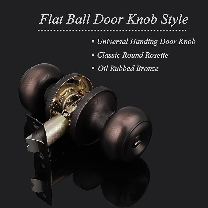 Probrico Privacy Door Knob Bed Bathroom Interior Door Handle Lock Oil Rubbed Bronze
