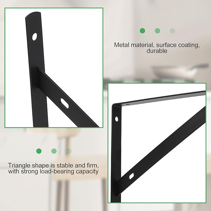 8 Pcs Heavy Duty Shelf Brackets, Floating Metal Shelf Brackets, Metal Wall Mount L Shaped Shelves Support Angle Brackets for Heavy Duty Floating Shelves Shelf Brackets (9.84 x6.29 inch)