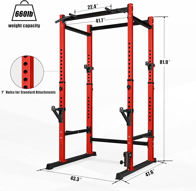 Bongkim Power Rack, Rack Cage for Weight Training, Adjustable Squat Stand Rack for Home Gym Equipment, Lifting Cage with 660lb Capacity